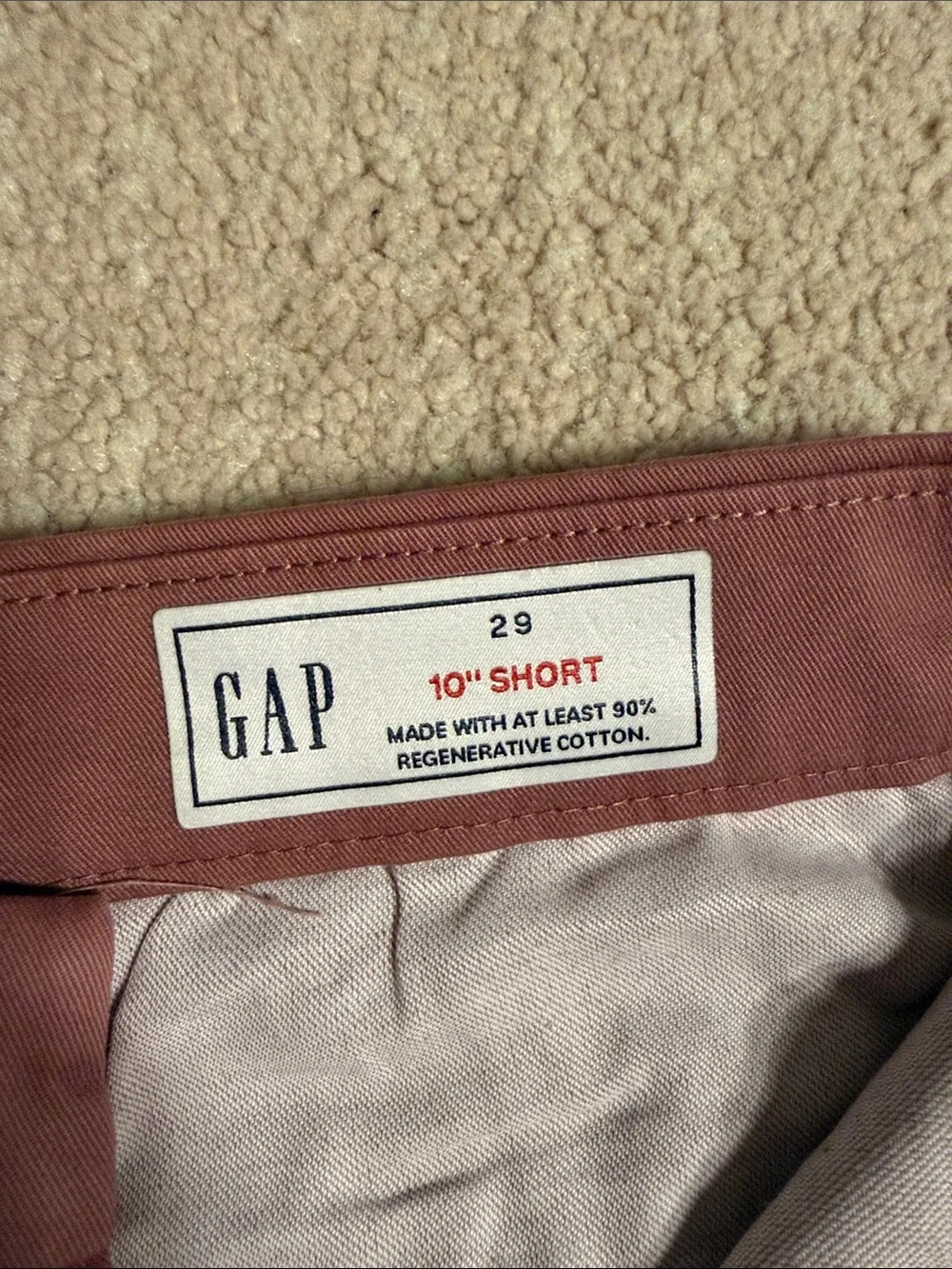 Men's Flat Front Cotton Shorts in Dusty Rose - Picture 3 of 3